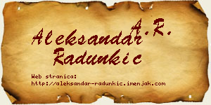 Aleksandar Radunkić vizit kartica